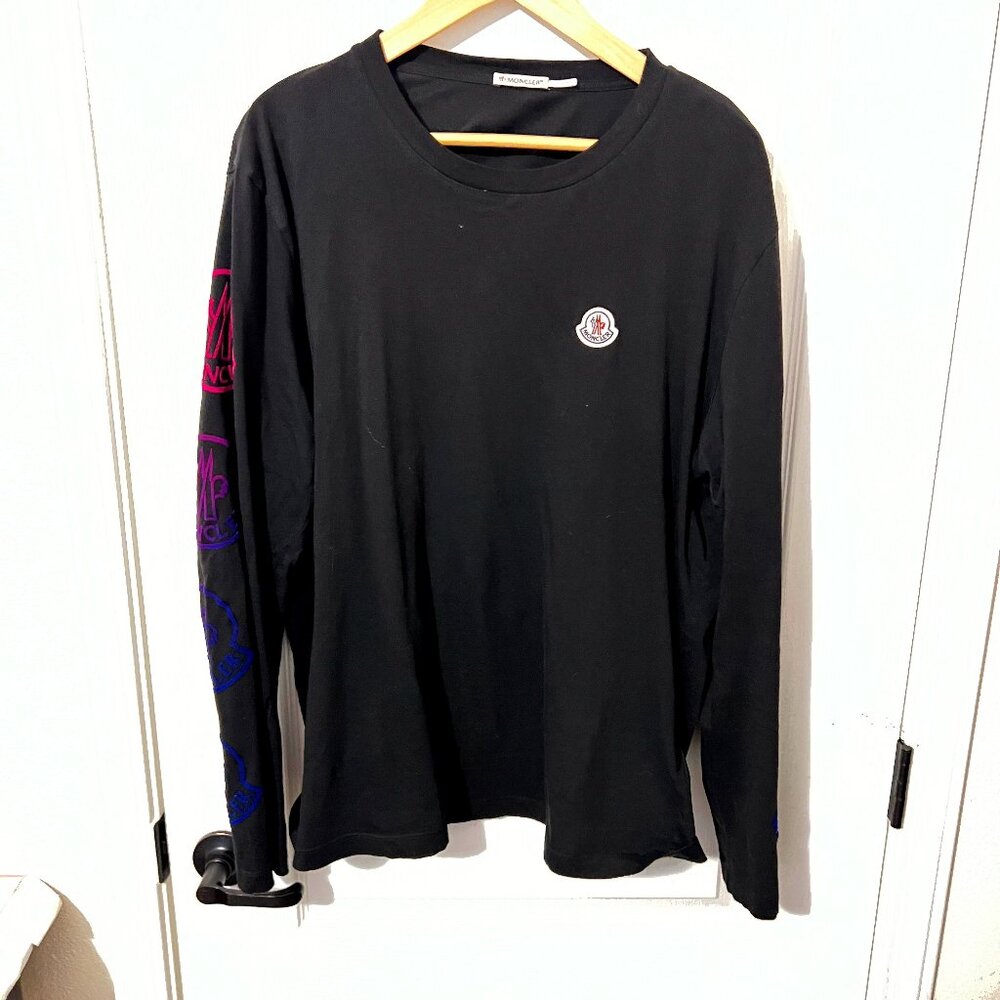 $1195 Authentic MONCLER Made in Turkey Men's Long Sleeve Black T-Shirt Sz.XL
